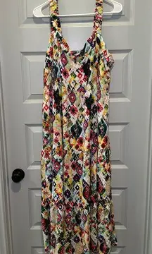 Terra & Sky Multicolor Boho Print Sleeveless Tiered Dress size 1X