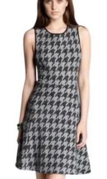Theory black houndstooth fit & flare jumper mini dress