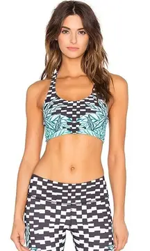 Mara Hoffman Sports Bra Women XS Blue Black Checked Active Combo Racerback