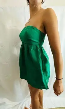 Banana Republic Vintage  Peplum Strapless Mini Dress / Blouse - Emerald Green - 10