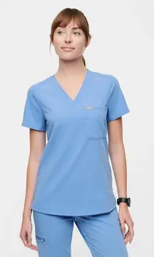 Figs Women's Catarina One Pocket Scrub Top in Ceil Blue, Size Small