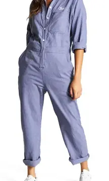 Brixton Hickory Striped Coveralls Jumpsuit Women Blue White Button Utility M
