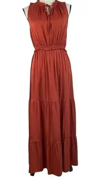 Kirunda Small Maxi Dress Sleeveless Halter Tie Keyhole Neck Ruffled New