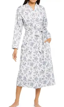 Brand New Charter Club Women's Size M/L Toile Green White Floral Robe Belted