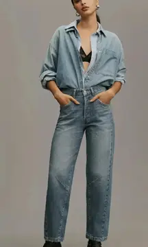 PILCRO reworked high rise tapered jeans size 29 in blue‎ barrel balloon