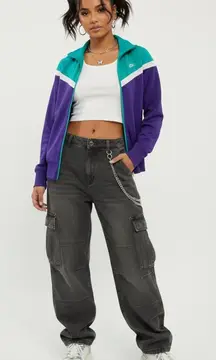 Nike Women's Tracksuit Jacket Retro 2000's The Eugene Y2K Purple/Green Size S