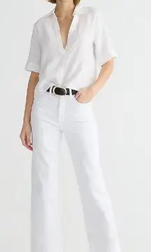 J.Crew  Full Length Slim Wide Leg Jeans Women's 31T Tall White Raw Hem NWT