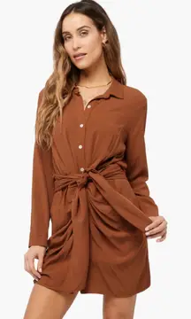 L Space Aura Mini Tie Waist Shirt Dress Size XS