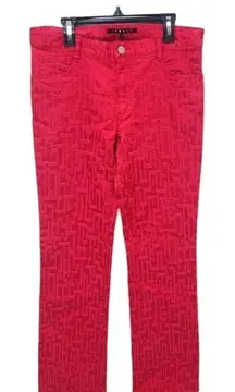 Theory Jeans Straight Leg Geometric Red‎ Denim Size 6