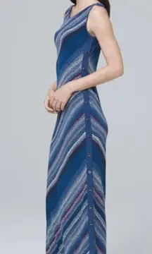 White House Black‎ Market Stripe Ponte Knit Maxi Dress Red White Blue Small