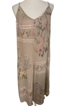 Ces Femme | Floral Taupe Jumpsuit Rayon Stretchy Cozy Layering Size Small