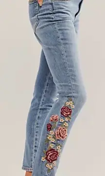 Free People Jackie Driftwood Embroidered Jeans
