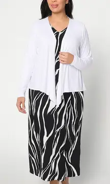 Belle by Kim Gravel Better Together Dress & Shrug Set Black/White Size LP NWOT