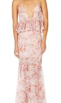 La Maison Talulah The Faithful Maxi Dress Pink Floral Pearl Size Small S EUC