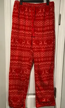 Berkley Jenson Size S Red White Fair Isle Reindeer Fleece Xmas Pajama Bottoms
