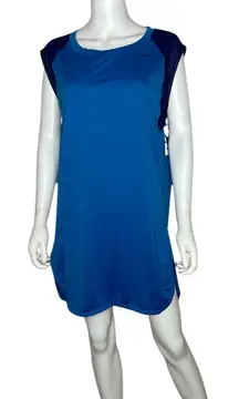 Nike Women's Blue Raglan Cap Sleeve Rounded Hi-Low Hem Swim Cover-up Dress sz L