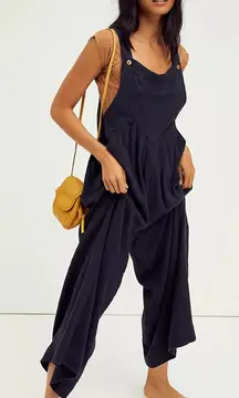 FREE PEOPLE Sun Drenched Overalls XS Black $98 Retail NWOT