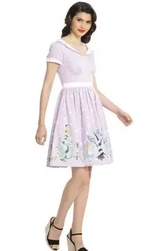 Disney Alice In Wonderland Tea Party Retro Dress Lavender Mad Hatter