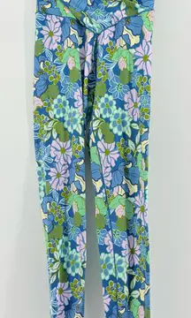 Aerie Floral Patterned Leggings in Blue and Green