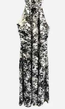 WHBM White House Black Market Floral Chiffon Halter Midi Dress Size 6 Cocktail