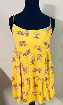 Copper Key Babydoll Yellow Mini Dress‎ Peaches Adjustable Straps XS Cottage Farm