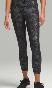 Lululemon Wunder Under 25" Shine Logo Flourish Black Iridescent Foil Size 14