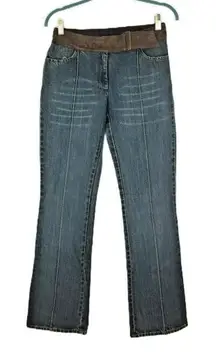 Kenneth Cole New York Vintage Y2K Jeans Size 4 Suede Waistband Medium Wash