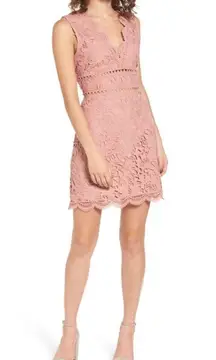 Dusty Pink Lace Scalloped Sleeveless Mini Party Dress