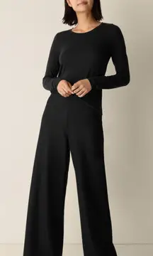 Eileen Fisher Felted Wool Jersey Wide-Leg Pant Sz L