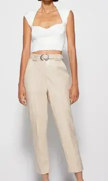 Jonathan Simkhai NWT Pauline Vegan Leather Belted Crop Pant in Moonstone‎ Size 0