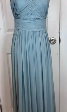 Dessy Collection Halter Chiffon Maxi Gown Icelandic Blue Formal Dress 8