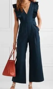 Sea New York Stevie Ruffled Sleeve Wide leg Crop Jumpsuit In Ink Women’s Sz 6