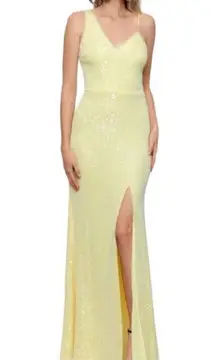 Xscape Women's Dress Size 6 Yellow Sequin Sleeveless Formal Evening Gown Maxi