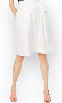 Jill Jill Stuart Skirt Women's‎ 6 White  Knee Length Tie-Detail Eyelet  Modest