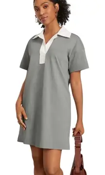 NWT EVERLANE Women’s Sage Green Popover Shortsleeve Mini Polo Dress