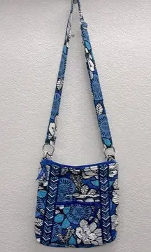 Vera Bradley  Blue Bayou Floral Carryall Crossbody Purse Bag