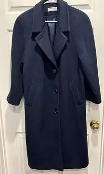 Vintage Forecaster of Boston Women 100% Wool Coat Sz 9/10 Blue Union USA Made