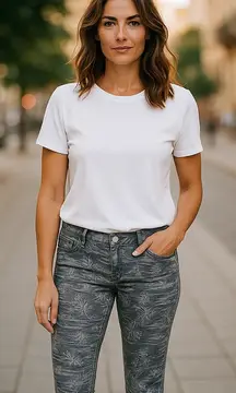 Roxy Womens Jeans‎ Sz 7 28 Tropical Gray Sunburners Skinny Beach Hawaiian Denim