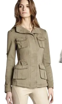 BCBGMaxAzria Bronnen White Military Safari Jacket Small Open Back