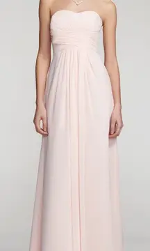 David’s bridal chiffon petal pink strapless pleated F1 style bridesmaid dress