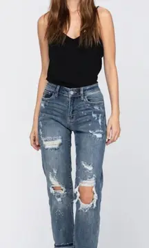 Judy Blue Bleach Splatter Boyfriend Jeans - Dark Wash Size 9/29
