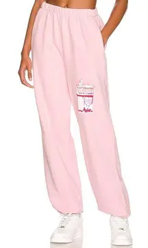 Boys Lie No Smoke Without Fire Sweatpants in Baby Pink