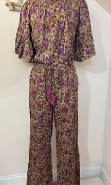 Raga Anthropologie Floral Off Shoulder Bell Sleeve Jumpsuit S NEW