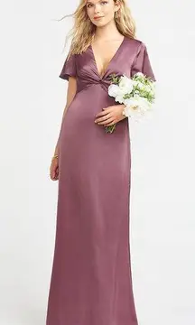 Show Me Your Mumu  Dresses Rome Twist Gown in Dusty Plum Luxe Satin NWT