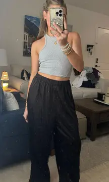 Black Wide Leg Satin Pants