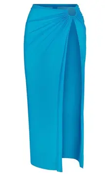 NWT  Mesh Cover Up Long Sarong Skirt Turquoise Size XXS