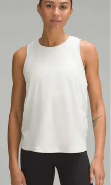Lululemon Cotton-Blend Logo Training Tank Top Bone Size 12 Relax Fit Loose