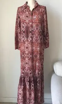 Free People Paisley Printed Long Sleeve Maxi Dress