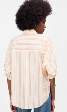 Madewell | NWT Oversized Pleated-Sleeve Button-Up Shirt in Bright Flame | Sz XXS