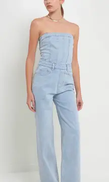 Boutique Corset Denim Jumpsuit